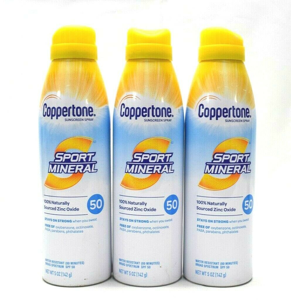 Coppertone Sport Mineral Sunscreen Spray - SPF 50 - 5oz - Pack of Three