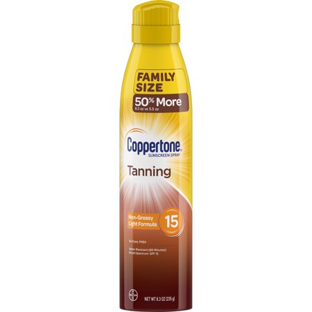 Coppertone Tanning Defend & Glow Sunscreen Spray SPF 15, 8.3 oz