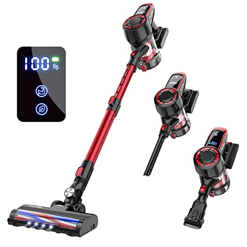 Cordless Vacuum Cleaner, 250W Stick Vacuum Cleaner with 30KPA Powerful Suction, Lightweight Handheld Vacuum LED Display for Carpet and Floor, Pet Hair