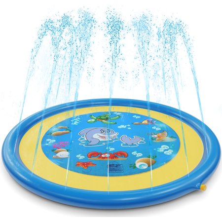Coreus Splash Pad for Kids 68" Sprinkler Mat for Toddlers Inflatable Baby Pool Outdoor Water Play Toy