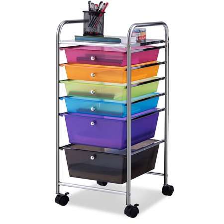 Costway 6 Drawer Rolling Storage Cart Tools Scrapbook Paper Office School Organizer Colorful