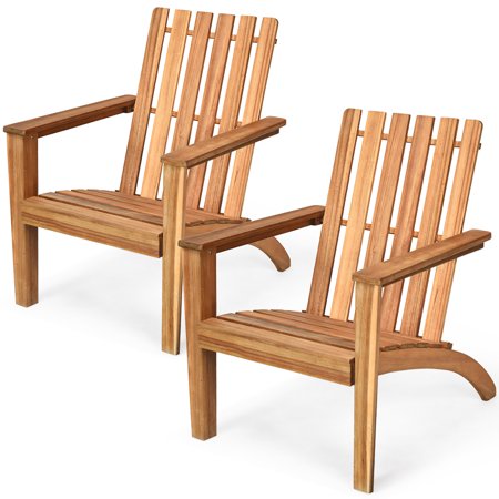 Costway Acacia Wood Adirondack Chair - Brown (Set of 2)