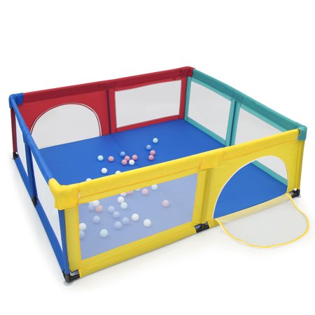 Costway Baby Playpen Infant Large Safety Play Center Yard with 50 Balls Colorful