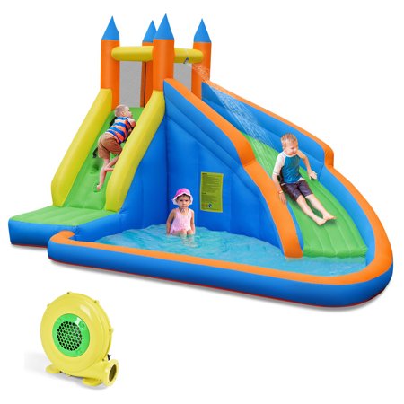 Costway Inflatable Water Slide Mighty Bounce House Jumper Castle W/ 480W Blower