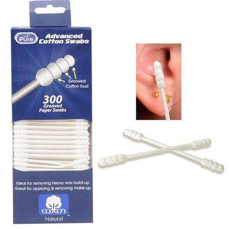 Cotton Swabs Double Grooved Tipped Applicator Q Tip Safety Ear Wax Remover, 300 Count