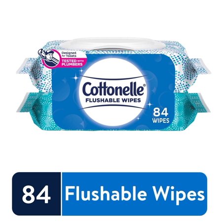 Cottonelle Flushable Wet Wipes Flip-Top Pack, 84 count, 2 pack