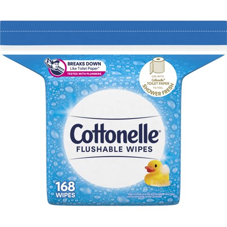 Cottonelle Fresh Care Flushable Wet Wipes, Adult Wet Wipes Large, 1 Refill Pack (168 Total Wipes)