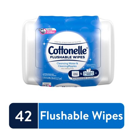 Cottonelle Fresh Care Flushable Wet Wipes, Flip-Top Resealable Tub, 42 Total Wipes