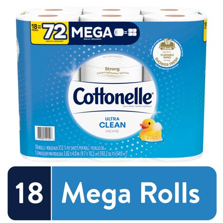 Cottonelle Ultra Clean Toilet Paper, 18 Mega Rolls