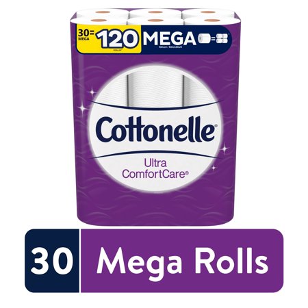 Cottonelle Ultra ComfortCare Soft Toilet Paper, 30 Mega Rolls