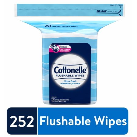 Cottonelle Ultra Fresh Flushable Wet Wipes, Adult Wet Wipes Large, 1 Refill Pack (252 Total Wipes)