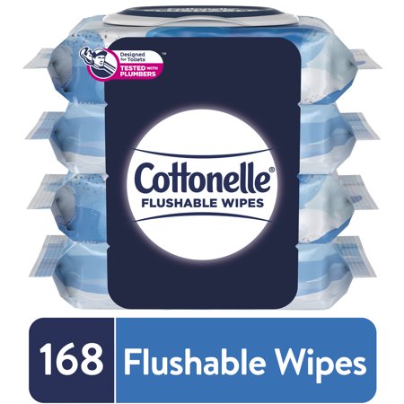 Cottonelle Ultra Fresh Flushable Wet Wipes, Adult Wet Wipes Large, 4 Flip-Top Packs (168 Total Wipes)