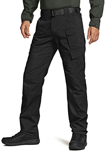CQR Men's Flex Ripstop Tactical Pants, Water Resistant Stretch Cargo Pants, Lightweight EDC Hiking Work Pants, Black - Dura Flex, 36W x 32L On Sale At Amazon.com