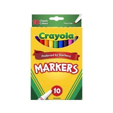 Crayola Classic Thin Line Marker Set, 10-Colors