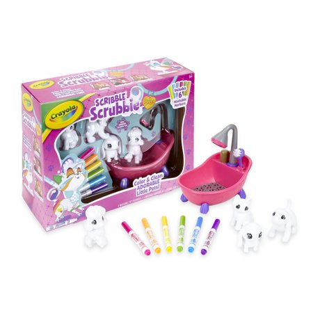 Crayola Scribble Scrubbie Pets Scrub Tub Animal Playset, Gift for Kids, Ages 3+