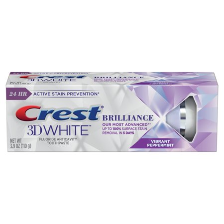 Crest 3D White Brilliance Teeth Whitening Toothpaste, Vibrant Peppermint, 3.9 oz