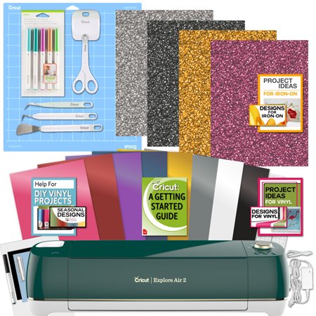 Cricut Explore Air 2 Emerald Machine Bundle Heat Transfer, Guide, Vinyl Pack, Tools Pen Design