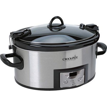 Crock-Pot 6 Quart Programmable Cook & Carry Slow Cooker with Digital Timer, Stainless Steel