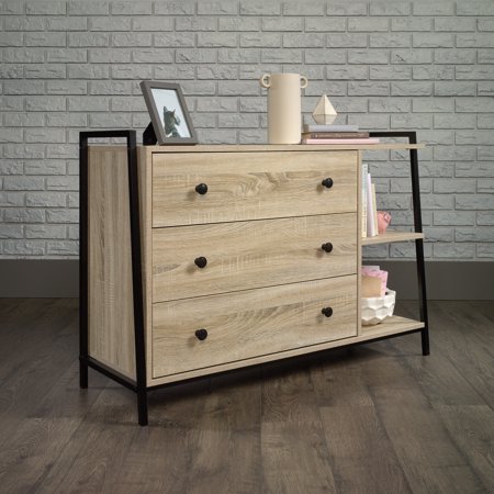 Curiod 3-Drawer Dresser with 2 Shelves, Charter Oak Finish