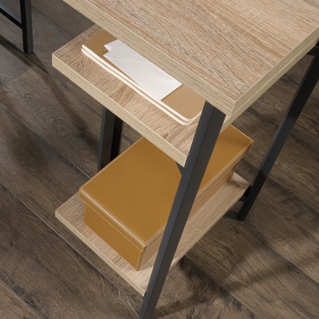 Curiod Open Shelf Wood and Metal L-Shaped Desk, Charter Oak Finish