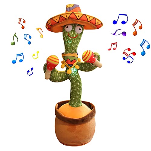 Dancing Cactus Plushies Toy,Baiyi Sunny The Cactus Talking Cactus Toy Usb Charging Repeating Singing Recording 120 English Songs Electric Dancing Cactus Toys For Boys And Girls (Mexico Style)