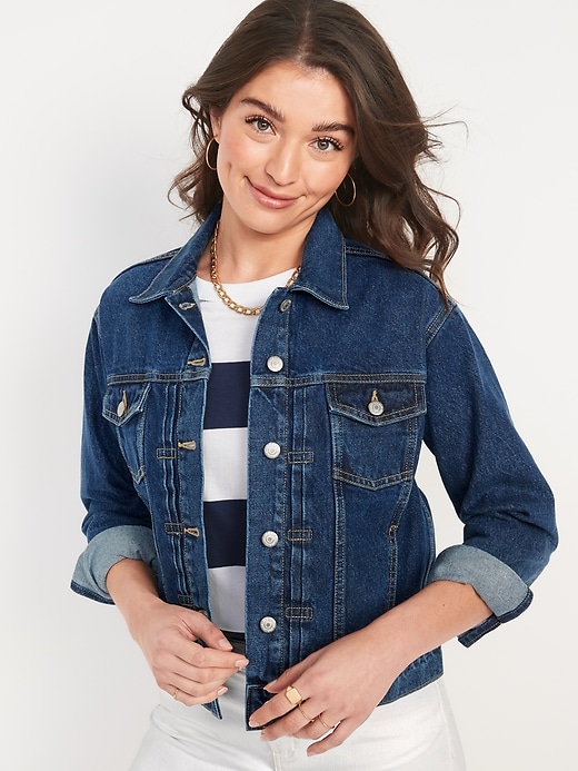 Dark-Wash Classic Jean Jacket for Women On Sale At Old Navy