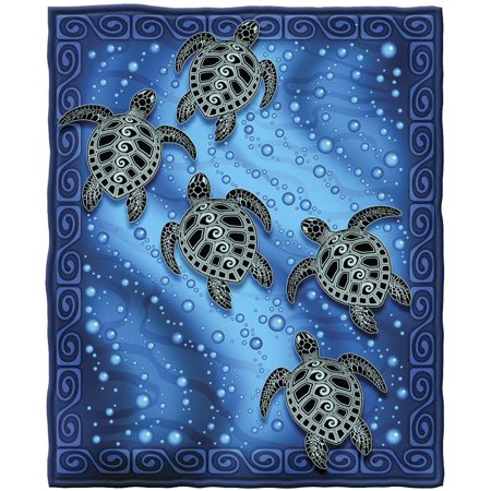 Dawhud Direct Tribal Sea Turtles Super Soft Plush Fleece Throw Blanket