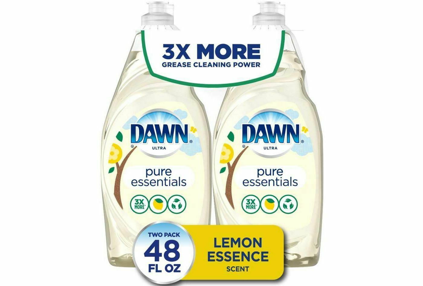 Dawn Ultra Pure Essentials Liquid Dish Soap Lemon Essence Scent 24oz 2ct