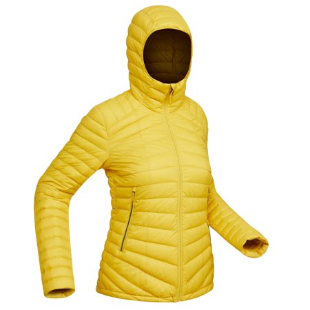 Decathlon Forclaz Trek 100, 23°F Down Backpacking Puffer Jacket, Women's, Yellow