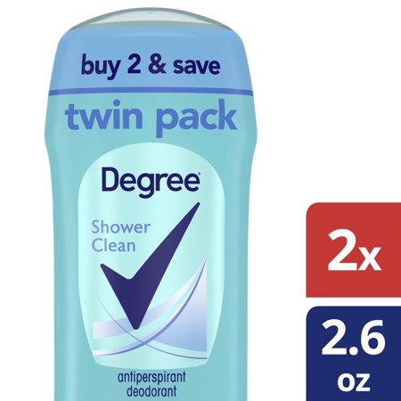 Degree Antiperspirant Deodorant Shower Clean Deodorant for Women 24 Hour Dry Protection 2.6 oz, 2 Count
