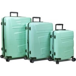 Dejuno Luggage Sky - Sky Blue Lumos Expandable Rolling Hardside Three-Piece Luggage Set