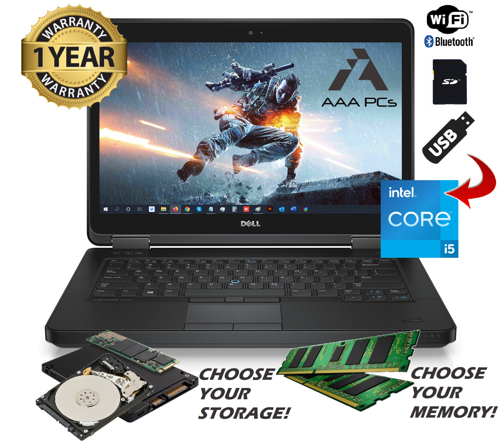 Dell Latitude Business Light Gaming Laptop Win10 Intel Core i5 16GB RAM 2TB SSD