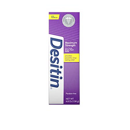 Desitin Maximum Strength Baby Diaper Rash Cream with 40% Zinc Oxide for Treatment, Relief & Prevention, Hypoallergenic, Phthalate- & Paraben-Free Paste, 4. 8 oz 4. 8 Ounce (Pack of 1)