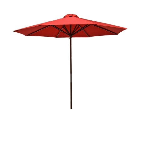 DestinationGear Classic Wood 9' Market Umbrella, Red