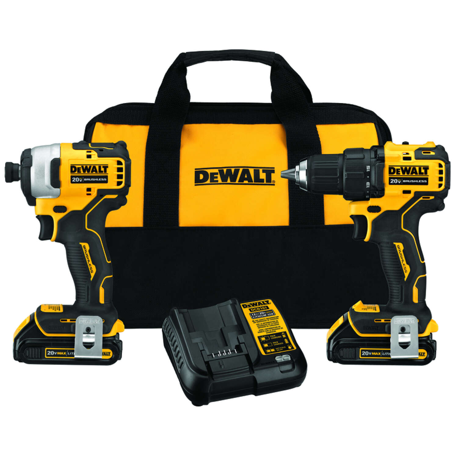DeWalt 20 V Cordless Brushless 2 Tool Compact Drill and Impact Driver Kit