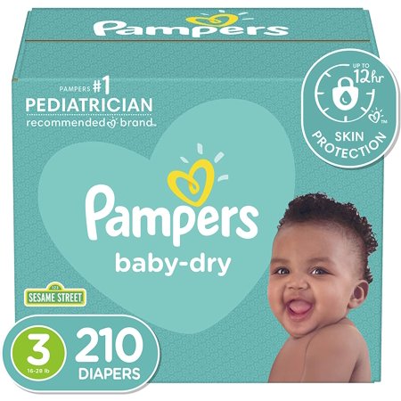 Diapers Size 3, 210 Count - Pampers Baby Dry Disposable Baby Diapers, ONEMONTH SUPPLY