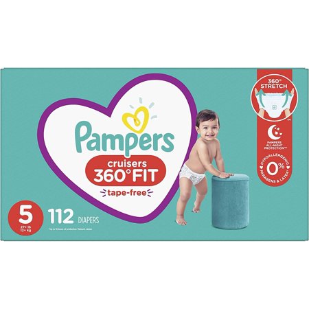Diapers Size 5, 112 Count - Pampers Pull On Cruisers 360? Fit Disposable Baby Diapers with Stretchy Waistband, ONE MONTH SUPPLY (Packaging May Vary)