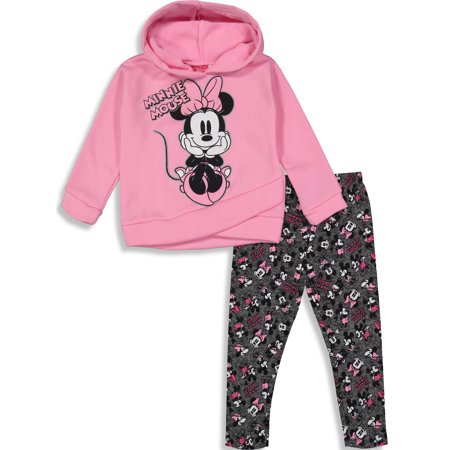 Disney Minnie Mouse Little Girls Hoodie & Leggings Set Pink Glitter 6-6X