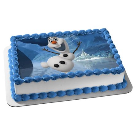 Disney Pixar Frozen Olaf Ice Skating Frozen Lake Edible Cake Topper Image 1/4 sheet ABPID04978