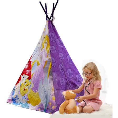 Disney Princess Kids Indoor Teepee Cotton Play Tent, Blue and Purple