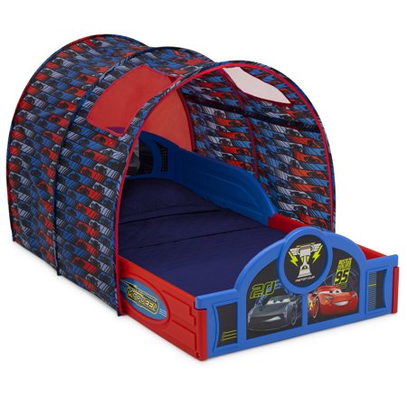 Disney/Pixar Cars Sleep and Play Toddler Bed with Tent and Built-in Guardrails by Delta Children