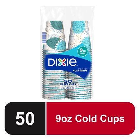 Dixie Disposable Paper Cup, Print, 9 oz, 50 count