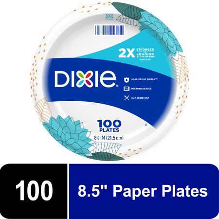 Dixie Disposable Paper Plates, 8.5 in, 100 count