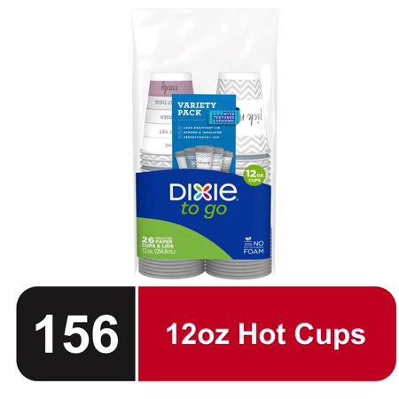 Dixie To Go Disposable Paper Cups, 12 oz, 156 count