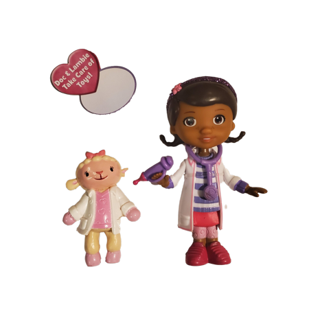 Doc McStuffins Toy Figures Doc & Lambie includes Stethoscope and Syringe- Playset or Cake Toppers