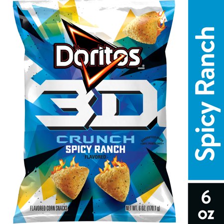 Doritos 3D Crunch Spicy Ranch Flavored Corn Snacks, 6 oz