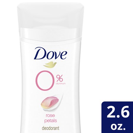 Dove 0% Aluminum Deodorant Stick Rose Petals, 2.6 OZ