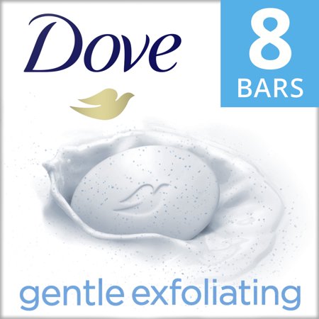 Dove Beauty Bar Gentle Exfoliating Mild Cleanser More Moisturizing Than Bar Soap, 3.75 oz, 8 Bars