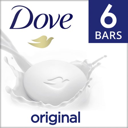 Dove Beauty Bar Gentle Skin Cleanser Original Made With 1/4 Moisturizing Cream Moisturizing for Gentle Soft Skin Care 3.75 oz, 6 Bars
