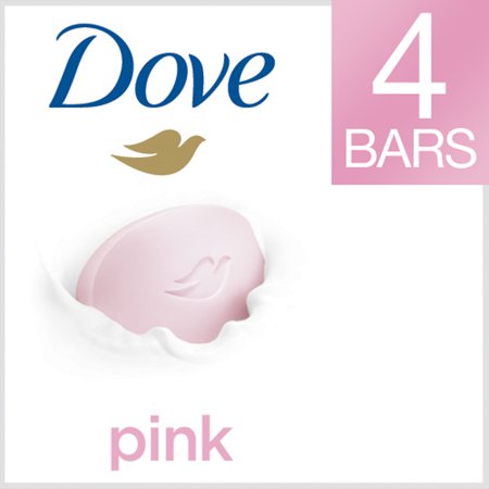 Dove Beauty Bar Gentle Skin Cleanser Pink More Moisturizing Than Bar Soap, 3.75 oz, 4 Bars
